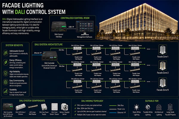 facade lighting with DALI control system